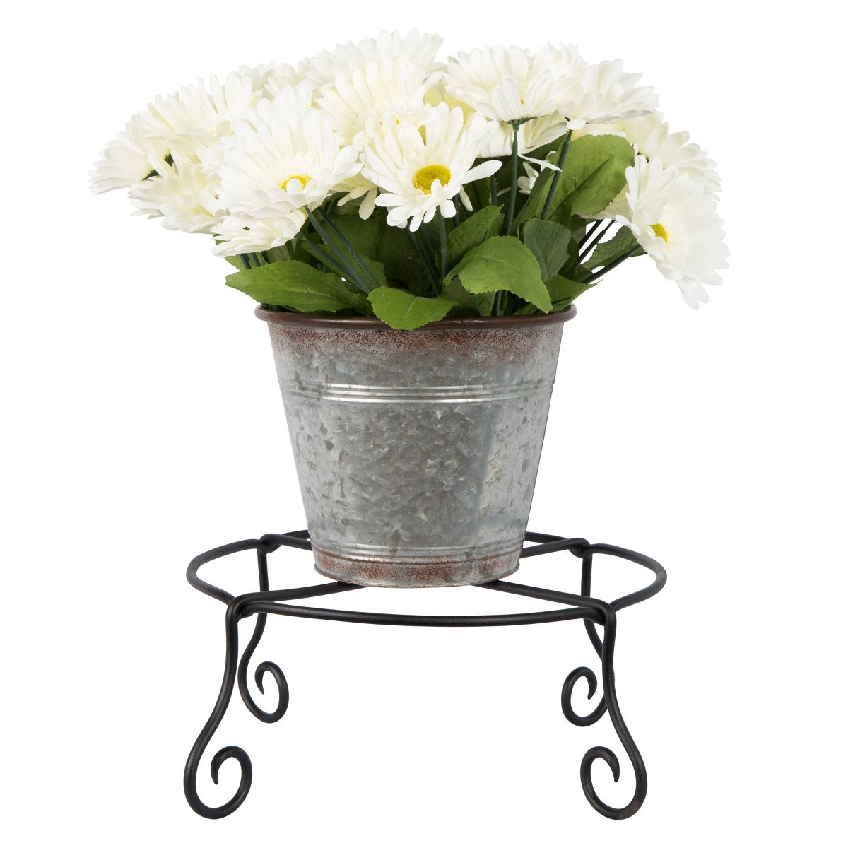 Piazza Iron Plant Stand Black Powder Coat Finish - Achla Designs: Freestanding Planter Holder, Indoor/Outdoor Use - thumbnail 2