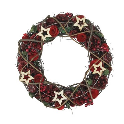 Northlight 13" Unlit Apples and Berries with Stars Christmas Wreath