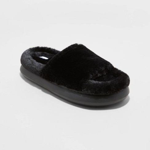 Women Fur Slippers Black