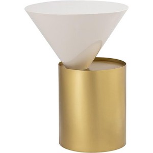 Damon White Metal Top End Table with Brushed Brass Metal Base-Meridian Furniture - 1 of 4