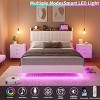 coucheta Floating Bed Frame Full with LED Lights & USB Charging Station – Modern Upholstered Platform Bed with Headboard, Solid Wood Slats Support - 3 of 4