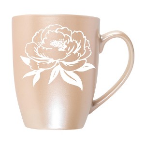 Elanze Designs Botanical Floral Nature Coffee Cup Mug 10 Ounce Ceramic With Shimmery Metallic Finish Elegant Minimalist Peony Flower Silhouette - 1 of 4