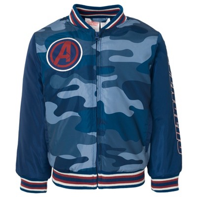 Marvel Avengers Little Boys Varsity Bomber Jacket Camo Blue 6