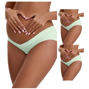 INSPIRE CHIC Women's Cotton Low Waist Under the Bump Maternity Briefs Pregnancy Underwear 3 Packs - 1 of 4