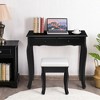 Costway Vanity Makeup Dressing Table Set W/Stool 4 Drawer&Mirror Jewelry Wood Desk Black - 4 of 4