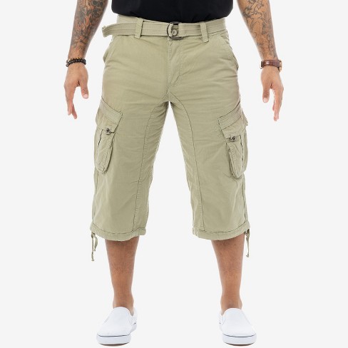 X Ray Men’s Belted 18 Inch Below Knee Long Cargo Shorts In Stone Size ...