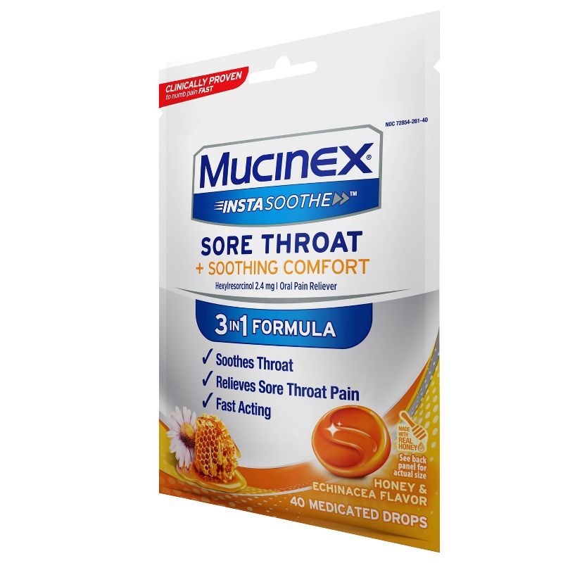 Mucinex Instasoothe Sore Throat Medicated Drops - Honey &#38; Echinacea - 40ct, 5 of 8