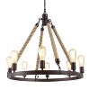 LNC Laius Dining Room Wagon Wheel Chandelier, 6 to 8-Light Brown with Rope, Modern Farmhouse,20.5-in, 28-in - 4 of 4