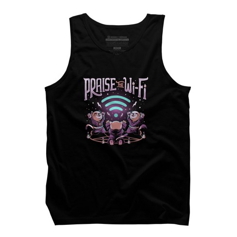 Men's Design By Humans Praise the Wifi Funny Evil Worship Cats By EduEly Tank Top - image 1 of 4