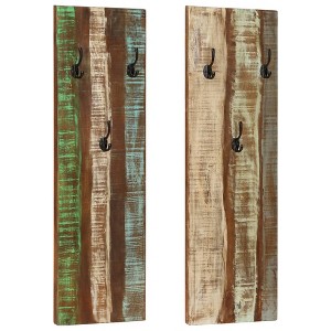 Aghana Digitals Rustic Wall-Mounted Coat Rack: 3-Hook Solid Reclaimed Wood & Powder-Coated Steel - 1 of 4