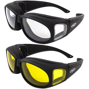 2 Pairs of Global Vision Eyewear Outfitter Safety Motorcycle Fit Over Glasses with Clear, Yellow Lenses - 1 of 4