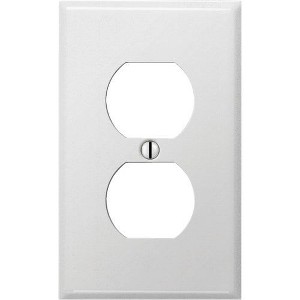 Amerelle PRO 1-Gang Stamped Steel Outlet Wall Plate, Smooth White - 1 of 1