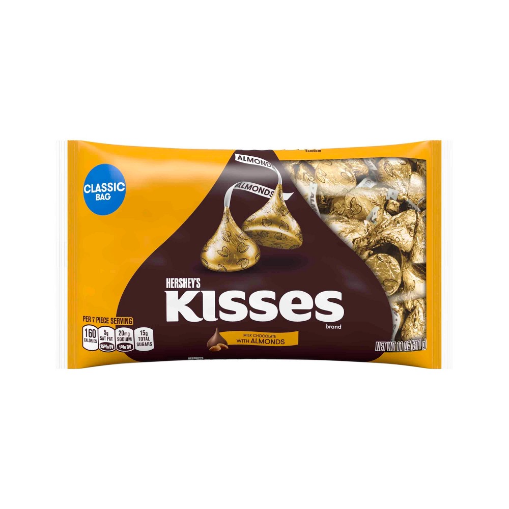 UPC 034000132317 product image for HERSHEY'S KISSES Milk Chocolates with Almonds - 11oz | upcitemdb.com