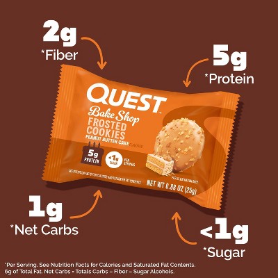 Quest Nutrition Bake Shop Peanut Butter Cake Flavor Frosted Cookies - 5g Protein - 7.04oz/8ct