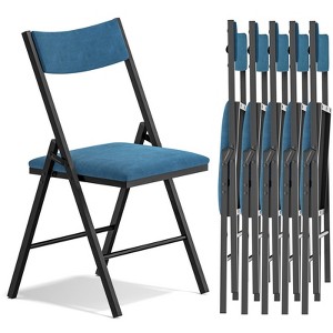 SKONYON 6 Pack Velvet Padded Folding Chair Comfortable and Heavy-Duty Seating - 1 of 4