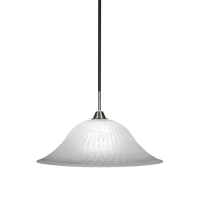 Toltec Lighting Paramount 1 - Light Pendant in  Matte Black/Brushed Nickel with 20" White Alabaster Swirl Shade