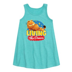 Girls' - Garfield - Living The Dream Graphic Sleeveless Aline Dress - 1 of 3