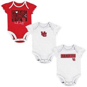 NCAA Utah Utes Infant Girls' 3pk Bodysuit Set - 1 of 4
