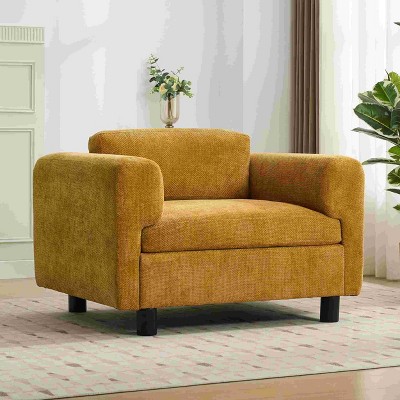 CAVINAS Woven Velvet Oversized Accent Chair with Mid-Height Backrest,Modern Upholstered Living Room Chairs,Reading Chairs for Living Room