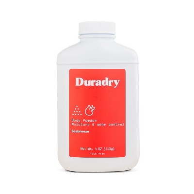 Duradry Body Powder - Sweat Defense & Odor Control, Sweat Absorbing, Anti-Chaffing - Seabreeze, 4oz