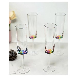 Oval Halo Plastic Champagne Flutes Set of 4 (4oz), Unbreakable Mimosa Glasses Plastic Champagne Glasses, Acrylic Wedding Champagne Flutes - 1 of 4