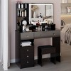 Vanity Table with Touch Sliding Tri-Color LED Mirror,Cushioned Stool and Storage Drawers for Bedroom–The Pop Home - 3 of 4