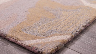 Handmade Luxe Blue Wool Abstract Tufted Rectangular Rug 42" x 66"