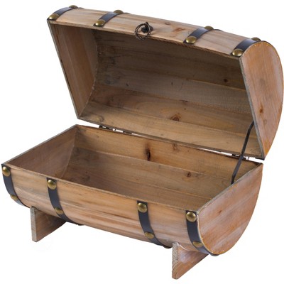 Natural Wooden Wine Barrel Shaped Treasure Chest Wine Holder