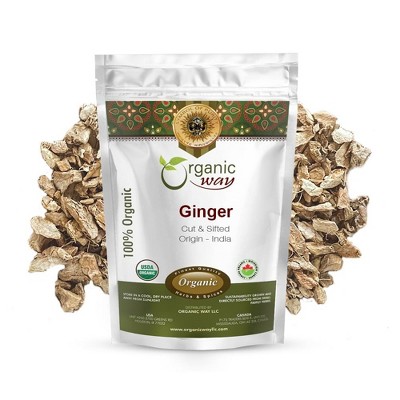 Organic Way Premium Dried Ginger Root Cut & Sifted 4 Oz