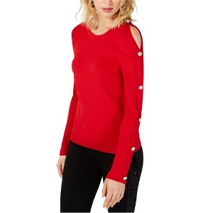 I.N.C International Concepts Womens Buttoned Sleeve Pullover Sweater, Red, X-Large - 1 of 1