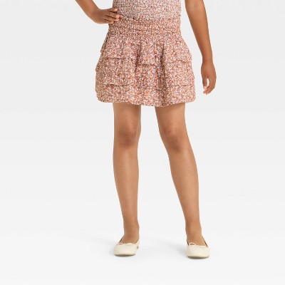 Girls' Smocked 'Floral' Ruffle Skirt - Cat & Jack™ White