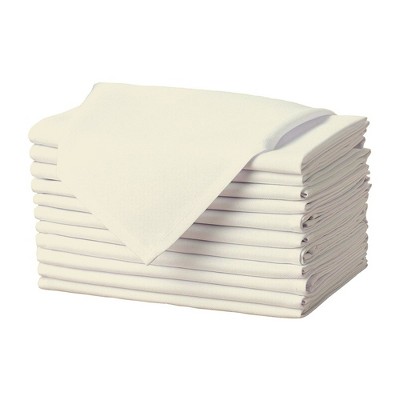 Ivory 17" x 17" Heavy Duty Polyester Cloth Napkins - Set of 12