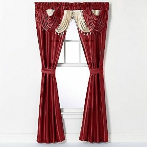Kate Aurora Satin Semi Sheer Complete 5 Piece Window in a Bag Attached Curtain Set - 1 of 4