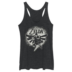 Women's Nintendo Zelda Link Wingcrest Spray Paint Racerback Tank Top - 1 of 3