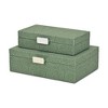 Cheung's Vyrna Doily Pattern Set of 2 Storage Boxes with Silver Handles - Green - 4 of 4