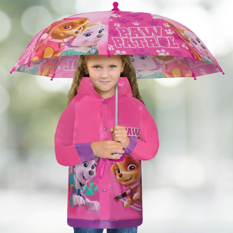 Paw Patrol Girl’s Raincoat and Umbrella Set, Kids Ages 2-7  (Dark Pink), 2 of 8