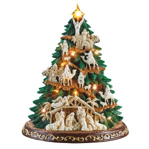 Collections Etc Hand-Painted Lighted Nativity Tree Tabletop Decoration 7 X 7 X 8.75 - 1 of 2