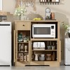 Whizmax Microwave Cabinet, Modern Buffet with Glass Doors & Adjustable Shelf, Wooden Sideboard with Storage Drawers & Wide Top for Dining/Living Room - 3 of 4