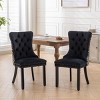 Modern High Back Patterned Velvet Tufted Dining Chairs Set of 2 with Nailhead Trim and Solid Wood Legs for Dining Room-Baofuwish - 2 of 4