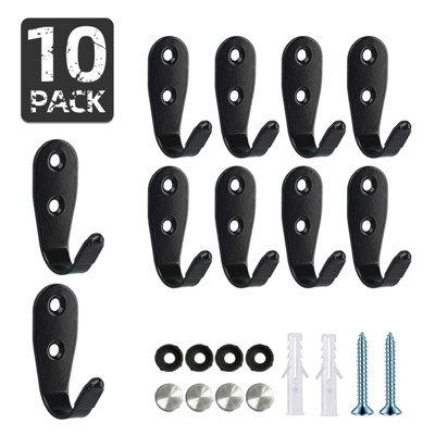 phiestina Stainless Steel U-Shaped Hooks, 10-Piece Set for Bathroom, Bags, Living Room & Kitchen Storage