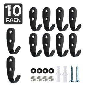 phiestina Stainless Steel U-Shaped Hooks, 10-Piece Set for Bathroom, Bags, Living Room & Kitchen Storage - 1 of 4