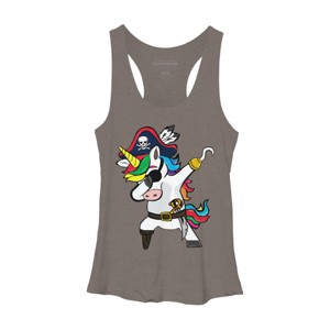 Women's Design By Humans Dabbing Dance Pirate Unicorn Gifts Funny Halloween Costume Gift By lukesstore Racerback Tank Top - 1 of 3