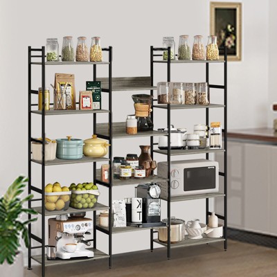 5-Tier Triple  Modern Wide Book Shelf with Open Display Shelves and Sturdy Metal Frame, Anti-dumping design , for Living Room, Bedroom, Home Office