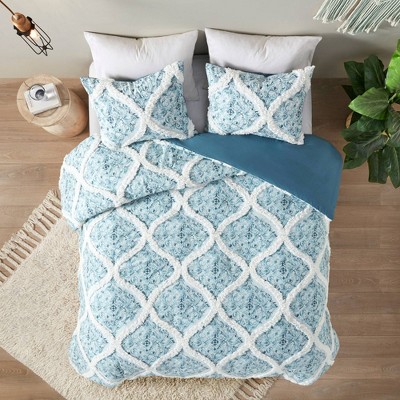 3pc Full/Queen Isadora Cotton Duvet Cover Set Teal