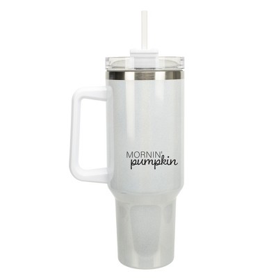 Elanze Designs Mornin' Pumpkin Fall Harvest Season 40 oz. Stainless Steel, Large Water Bottle Coffee Mug, Spill & Leak Resistant, Thermal Travel
