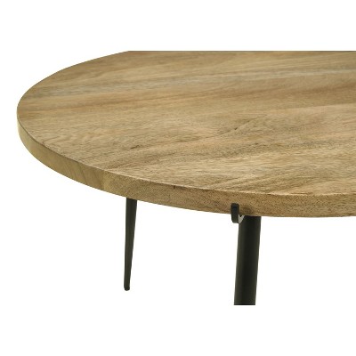 Pilar Round Mango Wood and Black Metal Coffee Table