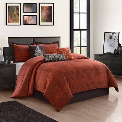 Nanshing 7pc Raja Damask Comforter Set Rust