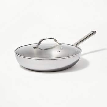 12" Stainless Steel Frypan with Cover Silver - Figmint™