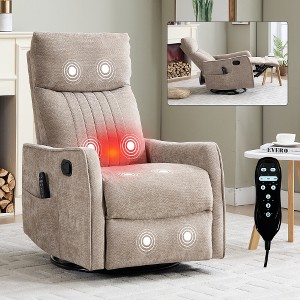 Ridstar Fabric Massage Accent Chair with Rocking & Swivel Function for Living Room-Khaki - 1 of 4