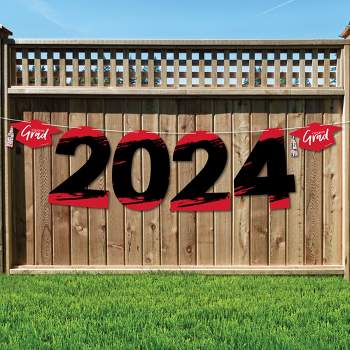 Big Dot of Happiness Red Grad - Best is Yet to Come - Large Red Graduation Party Decorations - 2024 - Outdoor Letter Banner